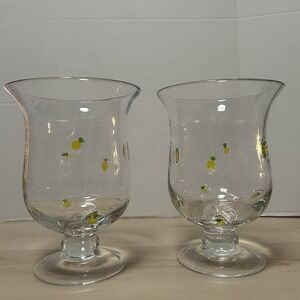 Anthropologie Penelope Hand Blown Glass Pineapple Icon Vase Hurricane Set Of 2